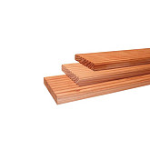 Douglas gesch dekdeel, 1 zijde grof, 1 zijde fijn profiel, 2,4 x 13,8 x 400 cm, kleurloos geimpr