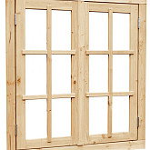 Vuren dubbel uitzetraam met dubbel glas