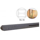 Betonpaal stampbeton 10 x 10 x 310 cm, antraciet tussenpaal t.b.v. recht scherm met 2 betonplaten.