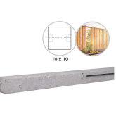 Betonpaal stampbeton 10 x 10 x 310 cm, grijs tussenpaal t.b.v. recht scherm met 2 betonplaten.