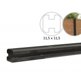 Betonpaal met sleuf en platte kop t.b.v. schutting 11,5 x 11,5 x 277 cm, antraciet tussenpaal, gecoa