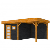 Douglas Topvision Premium Raaf, 298 x 298 en luifel 300 cm, wanden zwart en basis kleurloos geïmpreg