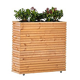 Bloembak Red Wood 30 x 90 x 80 cm op wieltjes