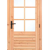 Douglas enkele 6-ruits deur rechtsdraaiend, 100 x 205 cm, incl. kozijn, onbehandeld.