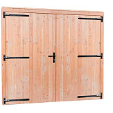 1022814 - Douglas dubbele deur extra breed met zwart beslag, 255 x 209 cm, incl. kozijn, onbehandeld