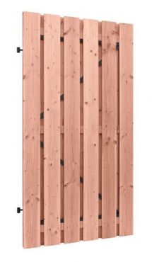 Douglas gesch plankendeur, B100xH195cm, 1,6x14 op zwart verstelbaar stalen frame, onbehandeld.
