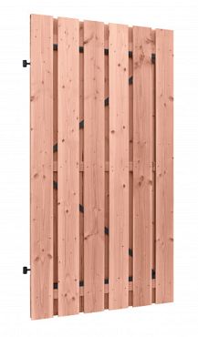 Douglas gesch plankendeur, B100xH190cm,  1,7x14 op zwart verstelbaar stalen frame, onbehandeld.