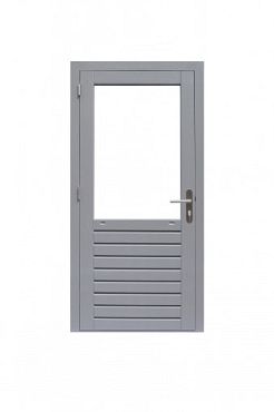 Hardhouten enkele 1-ruits glasdeur Prestige met dubbelglas, linksdraaiend, 109 x 221 cm, grijs gegro
