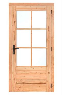 Douglas enkele 6-ruits glasdeur Deluxe met dubbelglas, rechtsdraaiend, 110 x 215 cm, onbe