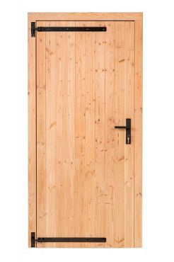 Douglas enkele dichte deur met zwart beslag linksdraaiend, 100 x 205 cm, incl. kozijn, onbehandeld