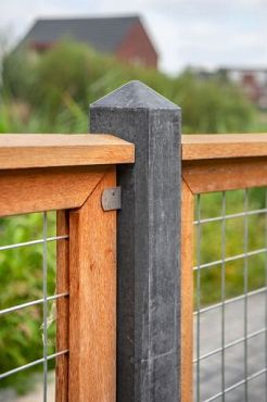 Hardhout betonijzertrellis 90 x 180 cm, met maas 7,5 x 7,5 cm, in raamwerk 4,4 x 6,8 cm