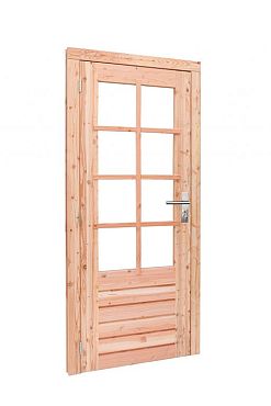 1022821 - Douglas enkele 8-ruits deur rechtsdraaiend, 90 x 201 cm, incl. kozijn, onbehandeld.