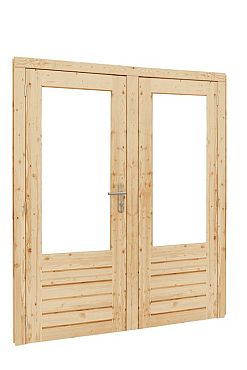 Vuren dubbele deur - dubbel glas - 5 puntssluiting