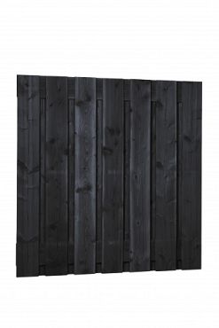 Douglas fijnbez plankenscherm 15-pl 19 mm, 180 x 180 cm, zwart gedompeld.