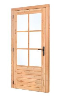 Douglas enkele 6-ruits glasdeur Deluxe met dubbelglas, linksdraaiend, 110 x 215 cm, onbe