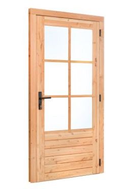 Douglas enkele 6-ruits glasdeur Deluxe met dubbelglas, rechtsdraaiend, 110 x 215 cm, onbe