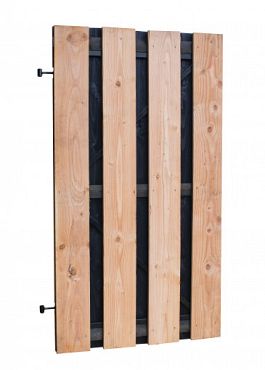 Douglas fijnbez plankendeur met zwarte binnenzijde, B100 x H180 cm, op zwart verstelbaar frame, z