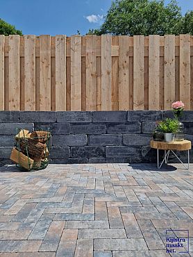 Getrommelde Linia palissade 15x15x45 cm antraciet