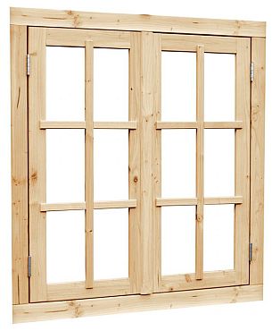 Vuren dubbel uitzetraam met dubbel glas