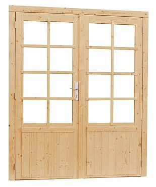 Vuren dubbele 8-ruits glasdeur 