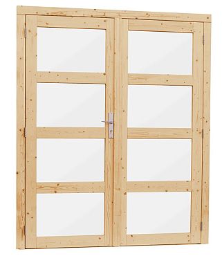 Vuren dubbele 4-ruits glasdeur 