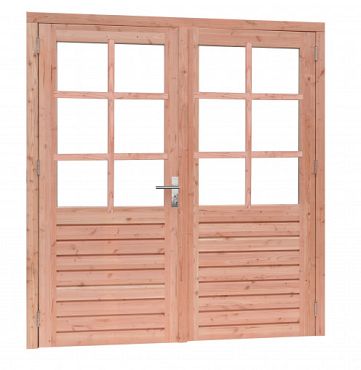 1022826 - Douglas dubbele 6-ruits glasdeur Prestige met dubbelglas, 202 x 221 cm, onbehandeld.
