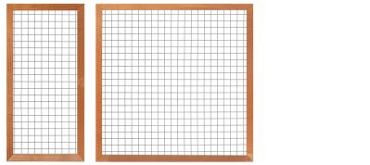 Hardhout betonijzertrellis 180 x 180 cm, met maas 7,5 x 7,5 cm, in raamwerk 4,4 x 6,8 cm