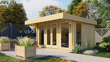 Blokhut - Tuinhuis Lory | 44 mm | vuren grijs geïmpregneerd