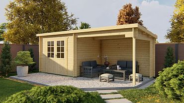 Blokhut - Tuinhuis Freddy | 28 mm | vuren grijs geïmpregneerd