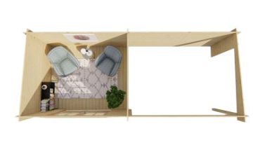 Blokhut - Tuinhuis Freddy | 28 mm | vuren grijs geïmpregneerd
