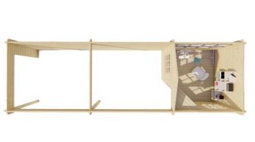 Blokhut - Tuinhuis Gretel | 44 mm | vuren grijs geïmpregneerd