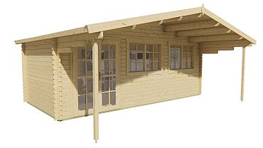 Blokhut - Tuinhuis Pinkus | 44 mm | vuren grijs geïmpregneerd