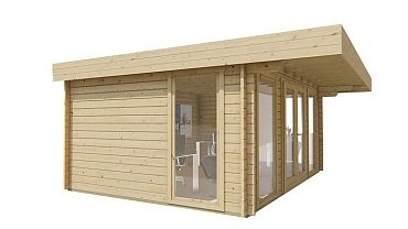 Blokhut - Tuinhuis Yorick | 44 mm | vuren grijs geïmpregneerd