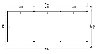 Oslo XL Type 6 Douglas Gedroogd Potdekselplank zwart
