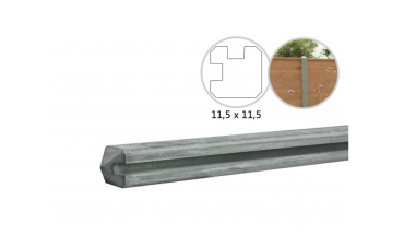 Betonpaal met sleuf en diamant kop t.b.v. schutting 11,5 x 11,5 x 278 cm, grijs hoekpaal, ongecoat.