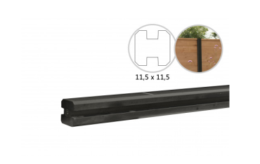 Betonpaal met sleuf en platte kop t.b.v. schutting 11,5 x 11,5 x 277 cm, antraciet tussenpaal, gecoa