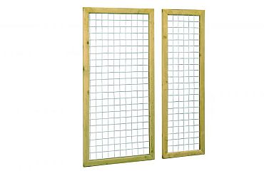 # Grenen betonijzertrellis, 60 x 180 cm, met maas 7,5 x 7,5 cm, in raamwerk 4,4 x 6,8 cm, groen geïm