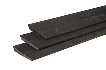 Vuren Zweeds rabat,  1,1-2,7 x 19,5 x 300 cm, zwart gedompeld, 1 zi