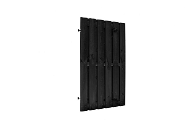 Naaldhout gesch plankendeur op verstelbaar zwart stalen frame B100 x H195 cm, geïmpregneerd en zwart