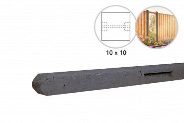 Betonpaal stampbeton 10 x 10 x 180 cm, antraciet tussenpaal t.b.v. scherm 90 cm hoog.