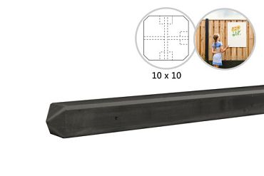 Betonpaal T-paal mdk t.b.v. betonplaten met rotsmotief 10 x 10 x 275cm ongecoat
