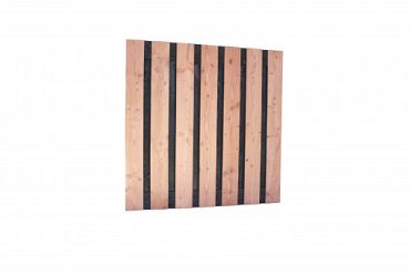Douglas fijnbez plankenscherm met zwarte binnenkant, 15-planks 19 mm, 180 x 180 cm, zwart/onbeha