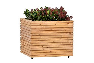 Bloembak Red Wood 60 x 80 x 60 cm op wieltjes