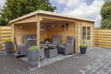 Blokhut - Tuinhuis Chappo | 28 mm | vuren bruin geïmpregneerd