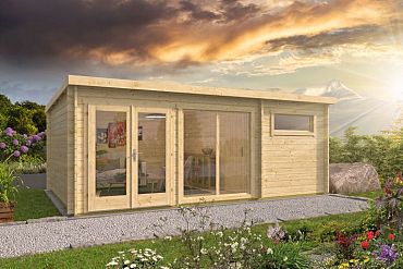 Blokhut - Tuinhuis Flow 2.0 | 40 mm | vuren grijs geïmpregneerd