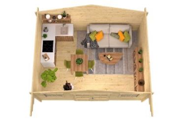 Blokhut - Tuinhuis Pavel | 44 mm | vuren grijs geïmpregneerd