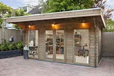 Blokhut - Tuinhuis Yorick | 44 mm | vuren grijs geïmpregneerd