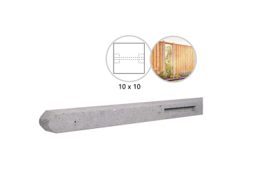 Betonpaal stampbeton 10 x 10 x 180 cm, grijs tussenpaal t.b.v. scherm 90 cm hoog.