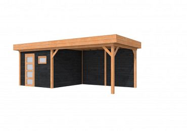 Douglas Topvision Premium Raaf 298 x 298 luifel 400 cm wanden zwart geïmpregneerd en basis onbehande