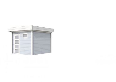 Vuren Topvision Tapuit, 300 x 300 cm, wanden lichtgrijs en basis wit.